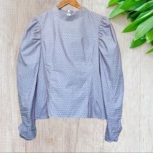 Topshop Prairie Blue Top Puff Sleeves Size 10